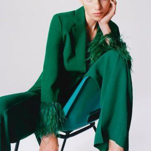 Zara Green Blazer with feathered cuffs- new with tags size xxl